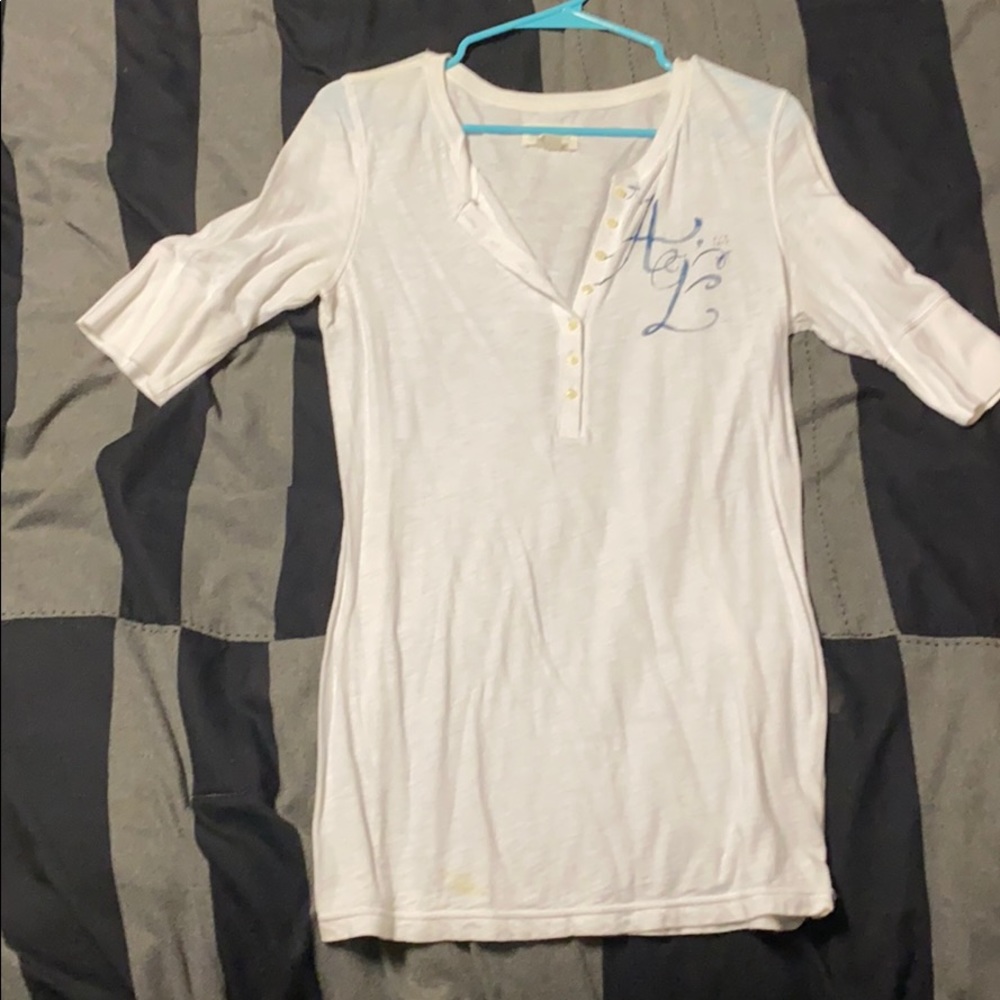 Sheer white AE mid sleeve shirt.